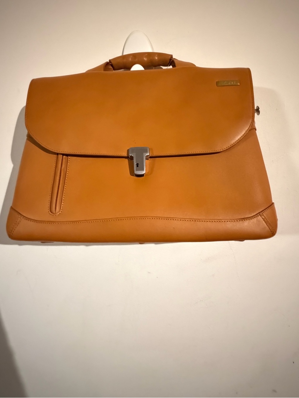 Tumi Tan Leather Briefcase Bag